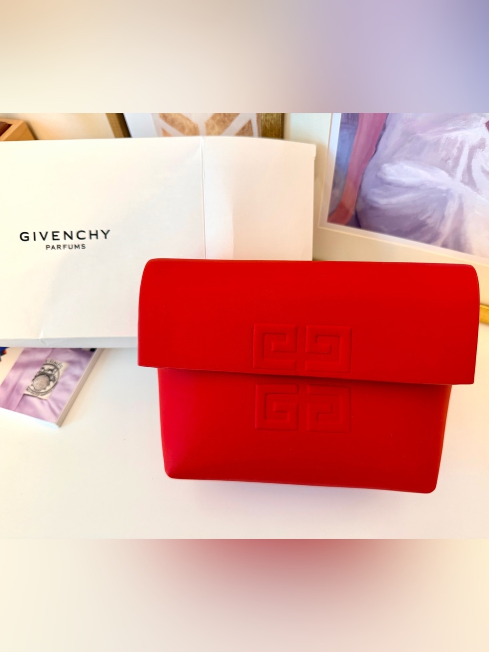 Givenchy Red Cosmetic Bag/Clutch